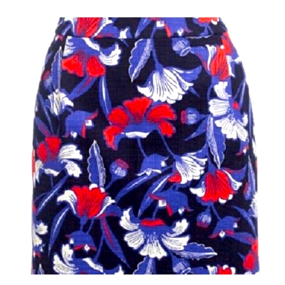 J Crew Basketweave Skirt Floral Pockets- Sz 8